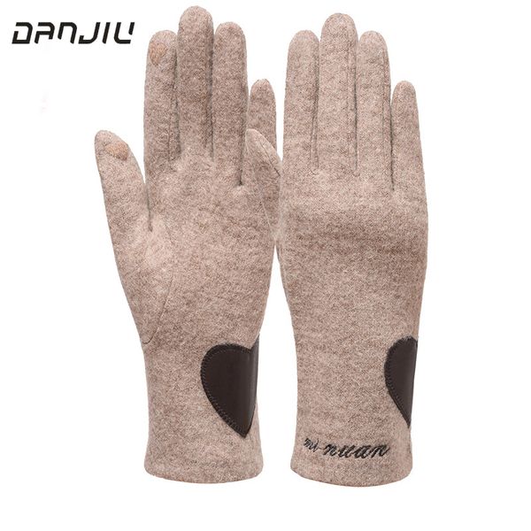 

women winter thin section keep warm touch screen cashmere blend windproof cycling heart female gloves, Blue;gray