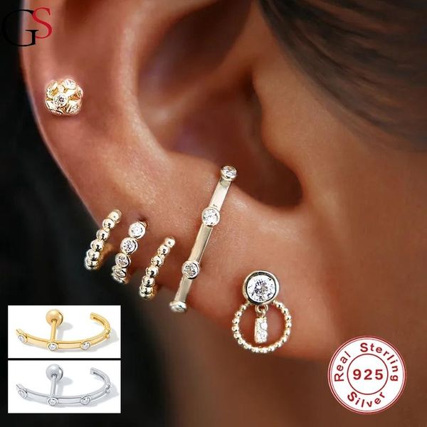 

gs irregular zircon stud earrings for women fashion simple boucle ooreille femme fine jewelry accessories for party dating, Golden;silver