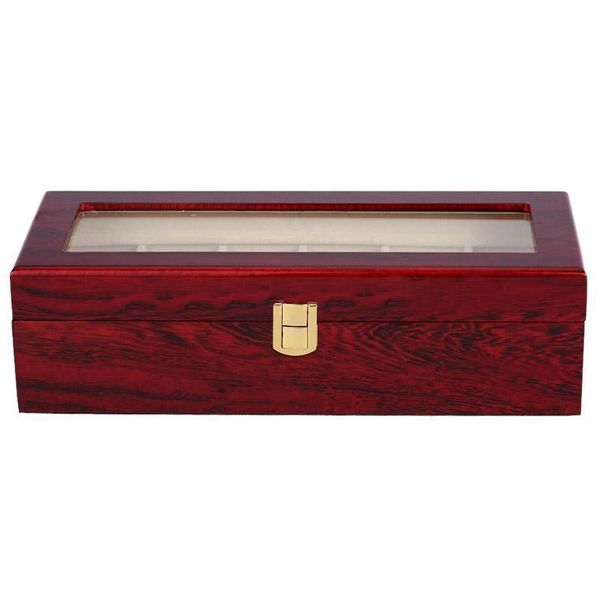 

6 wood watch display case box glass jewelry storage organizer gift men, Black;blue