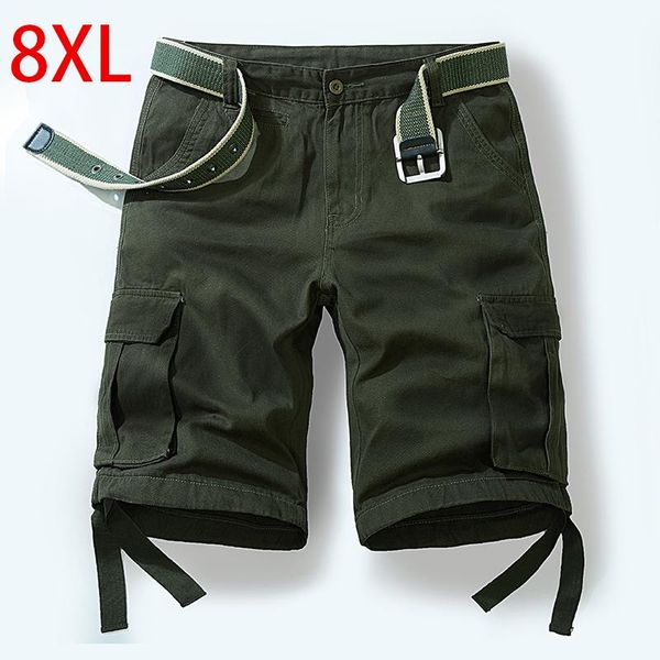

plus 8xl 7xl 6xl 5xl xxxxl summer casual cargo shorts men cotton solid pockets streetwear mens shorts knee length bermuda short, White;black