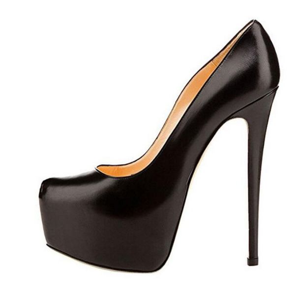 Women CLOSED-TOED red bottoms Thin High Heels Shoe Round Toes Black Matte Leather Platform 16cm Sexy Stiletto Wedding Party Dress Shoes