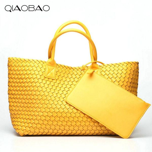 

qiaobao wallet gift bag brand quality leather women's handbag messenger bag vintage large capacity handmade weaving totes