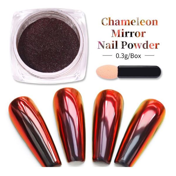 

0.3g/box chameleon nail powder aurora mirror effect nail glitters chrome pigment nail tips decoration gel pol jllvxq, Silver;gold