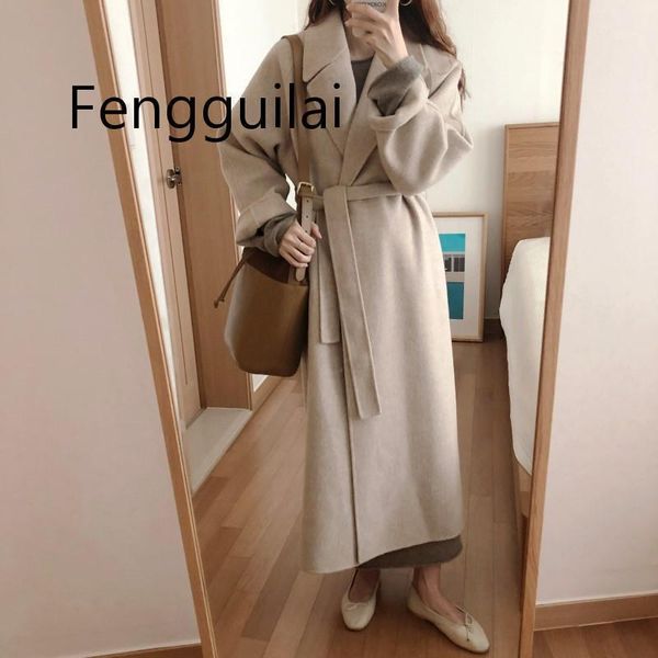

women korean winter long overcoat outwear coat loose plus size cardigans long sleeve manteau femme hiver elegant1, Black
