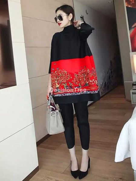 

2021 oriental chinese stle ladies pleated blouse flower print chinese elegant vintage tang clothes traditional women blouse, Red