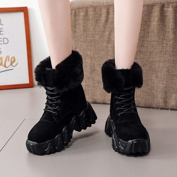 

rimocy 9 cm height increasing snow boots women winter warm fluffy plush cotton shoes womens fashion black flock platform shoes1