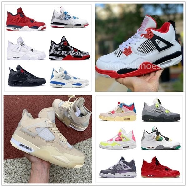 

2020 new cream sail black cat white cement men women jumpman 4 4s basketball shoes cactus jack mens trainers sport shoes size36-46