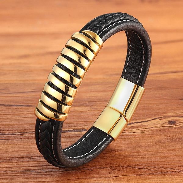 

новое поступление панк обмотки специальный дизайн золото / из стали нержавеющая сталь правило графический модный натуральный кожаный браслет, Golden;silver