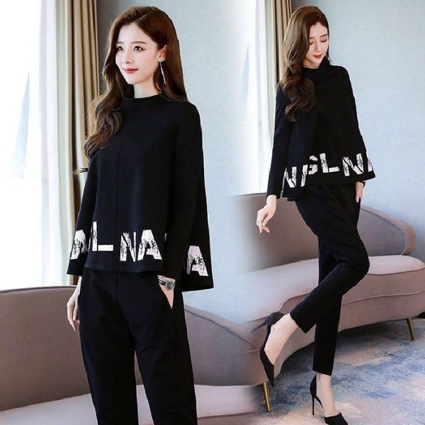 

q01et 2020 autumn new autumn fashion fashionlarge two-piece women's western online red size set graceful clothing style age-reducing su, Gray