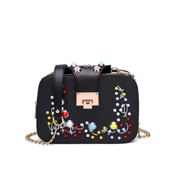 

luxury rivets women's bag korean casual fashion women shoulder bag pu leather chain messenger