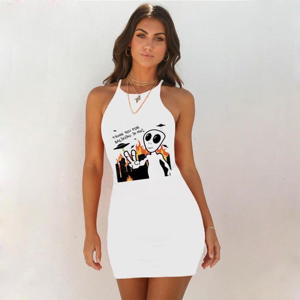 

2021 summer dress clothes white women color backless print bodycon dress evening party low neck mini dresses, Black;gray