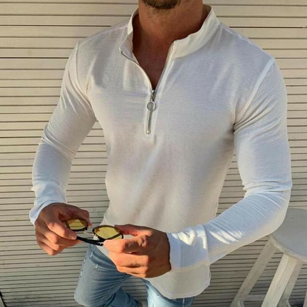 

2019 new men's slim fit v neck long sleeve muscle tee t-shirt casual autumn blouse, White;black