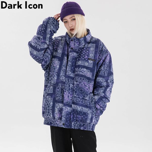 

bandana coats men women paisley parkas 2020 winter cotton padded parkas streetwear men's clothing, Black;brown