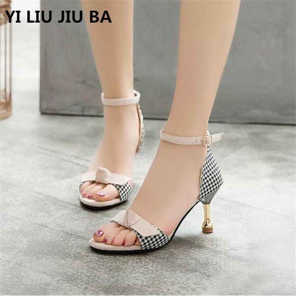 

new women sandals high heel elegant suede sandals buckle open toe women shoes fashion bow party wedding shoes women **468 y200405, Black