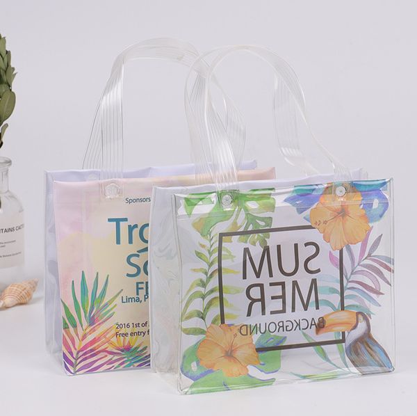 

hbppvc plastic tote bag fashion advertising shopping bag pvc laser shopping transparent tote bag#4455