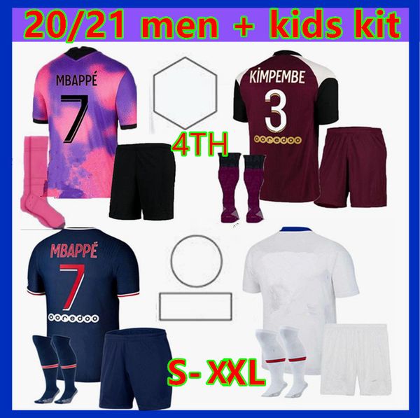 

men+kids kit 2020 2021 home 4th soccer jersey 20 21 mbappe icardi maillots de football shirt, Black