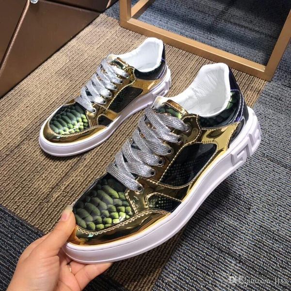 

new arrivel scarpe da uomo firmate metal surface with blue fish scale pattern design luxury brands casual shoes#1f, Black