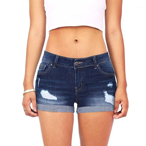 

ladies short pants women summer casual pants women summer 2019 ripped hole mini jeans denim shorts y5211, Blue