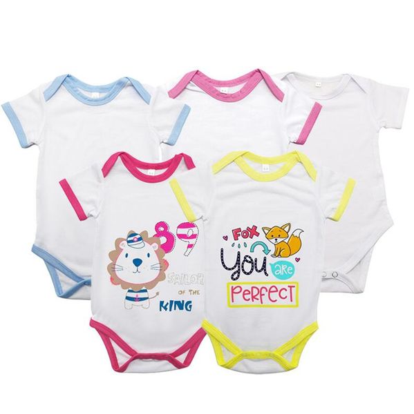 

newborn rompers diy blank sublimation thermal transfer baby jumpsuit bodysuit boys girls pants toddler infant kids outfits sale f102205, White