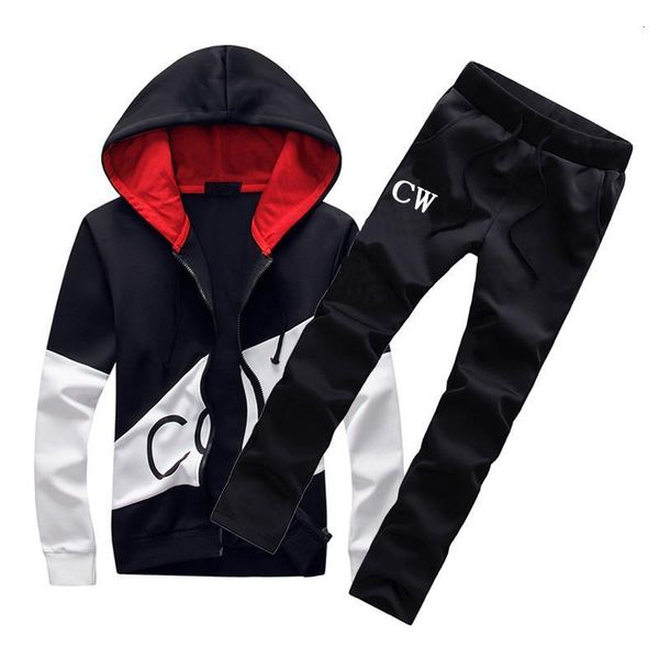 

100% high-quality men sets 2021 sporting suit letters print sweatsuit male sportswear jackets hoodie with pants plus size, Gray