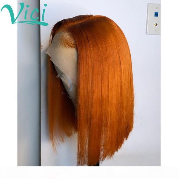 

colored orange wig for women glueless short human hair wigs pre plucked bleached knots 13x6 ginger pixie cut wig human hair, Black;brown
