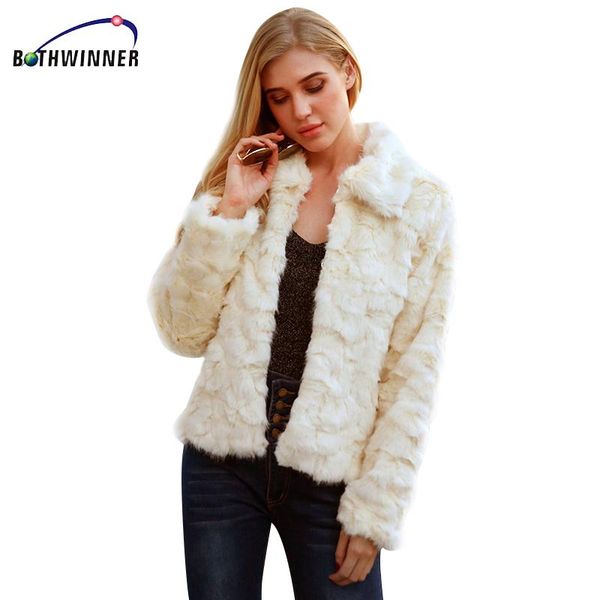 

bothwinner искусственного меха пальто с длинным рукавом сгущает теплая зима куртки пальто женщины мода уличная кардиганы outerwears, Black