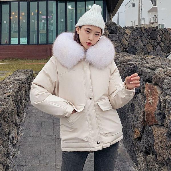 

2019 new arrival fashion women winter jacket cotton padded with fur collar warm thicken ladies short coats parka womens jackets1, Black