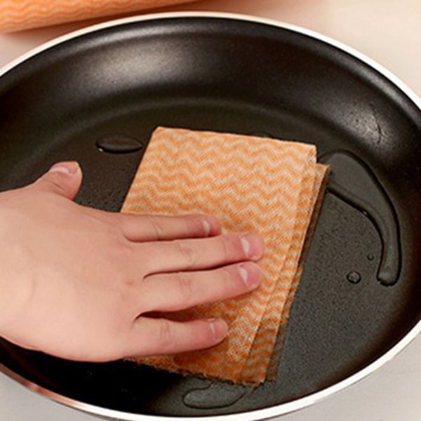 Descartável pano lavável pano de prato lavável cozinha fiail sem fio sem tecido não é fácil tocar pano de limpeza de óleo wly bh4631