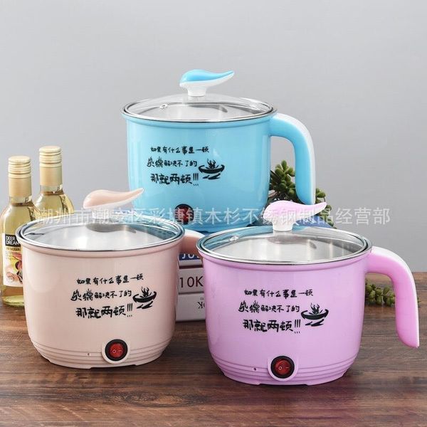 

multifunction electric skillet stainless steel ot noodles rice cooker egg steamer soup cooking pot mini heater pan 1.8l