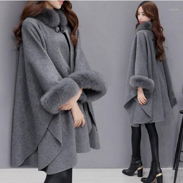 

spring new women wool coat autumn fashion women warm coat long ladies european cloak poncho fashion jacket outwear1, Black