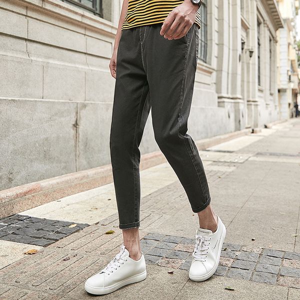 

2020 summer new large 9-point harem pants men's fashion brand simple loose washed jeans, Blue