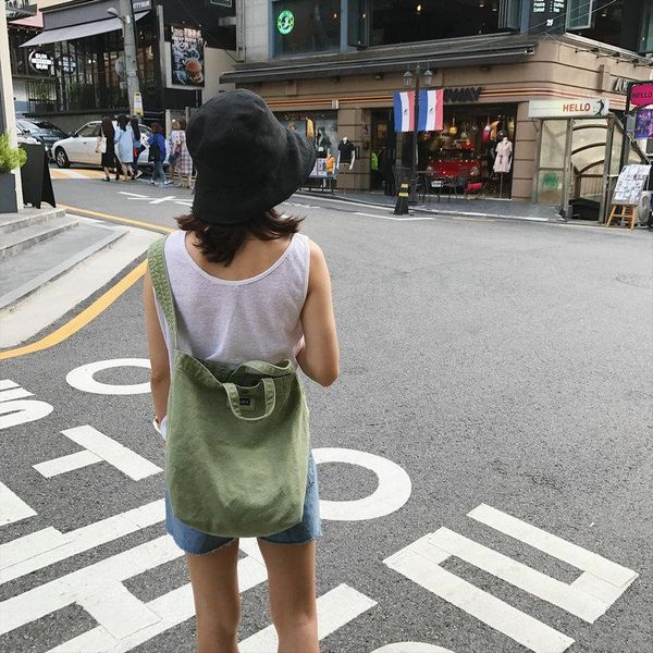 

new 2020 han guodong door single shoulder bag summer ins super fire wide shoulder strap cloth leisure canvas satchel ss-045