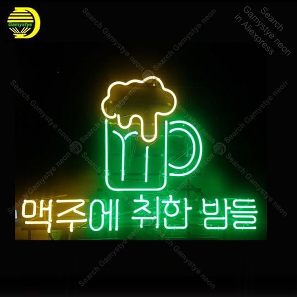 

korea beer bar neon sign neon bulbs sign custom iconic beer bar pub bird light lamps sign display advertise enseigne lumine