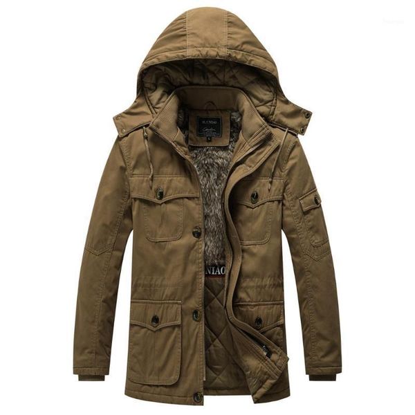 

2019 winter overcoat for men long sleeves zipper hooded jacket coat warm fleece cotton padded outwear cotton plus size -5xl1, Black;brown