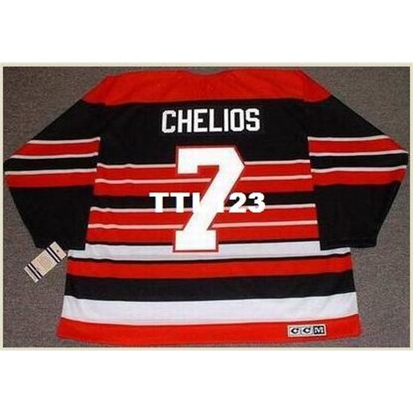 

mens #7 chris chelios chicago blackhawks 1992 ccm retro away hockey jersey or custom any name or number retro jersey, Black