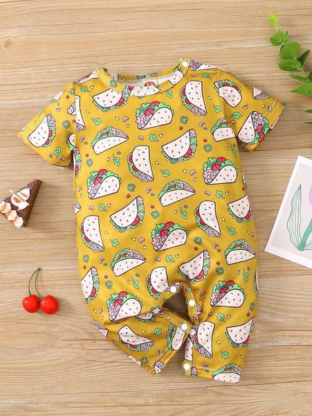 

baby food print romper she, Blue