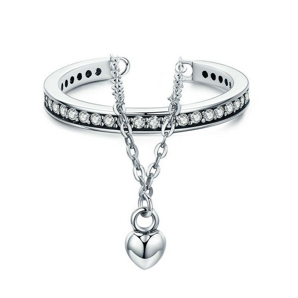 

wholesale 925 silver heart dangle ring adjustable wedding engagement with cz gift for christmas