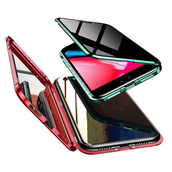 

sewqsuitable for 6 7 / 8 plus magneto peep xr double-sided glass metal anti falling mobile phone case xsmaxvtrvgt