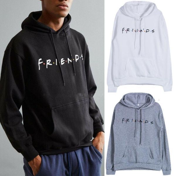 

mens womens friends print hoodie sweatshirt hoody coat ladies pullover loose casual womens jumper pull femme, Black