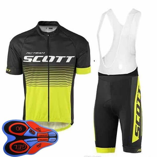 

summer men scott team задействуя джерси bib pants set шоссейный одежда quick dry короткие рукава mtb велосипед нижнее спорт униформа y123002, Gray