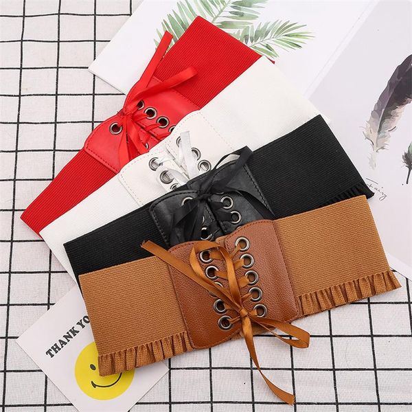 

2020 fashion trend waist belts for women bandage design elastic corset belts, Black;brown