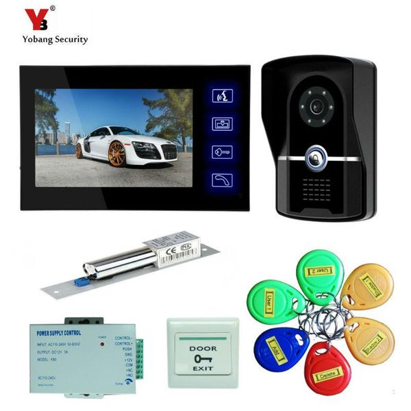 

yobang security hip 7" recording video intercom camera door phone system+outdoor rfid access door camera+electric lock