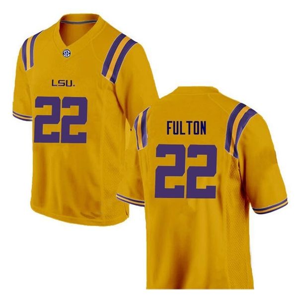 

hipping 3421 lsu tigers kristian fulton #22 real full embroidery college jersey size s-4xl or custom any name or number jersey, Black