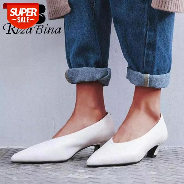 

rizabina ladies pumps real genuine leather spring high heel shoes women pointed toe party casual footwear size 34-39 #pl9u