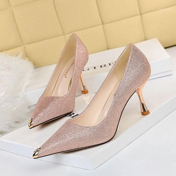 

2021 fashion new office female high heels solid color metal point toe womens pumps wedding party lady high heels sandals1, Black