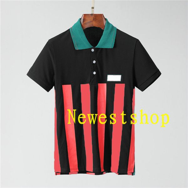 

2020 new luxury europe mens stripe print t shirt fashion cotton polo shirt letter print t shirts designer casual tee, White;black