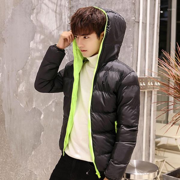 

brand winter jacket men clothes casual hooded collar fashion winter coat men parka outerwear warm slim fit 8039lw5661, Black