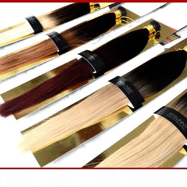 

18 «20» малазийского i совет человеческих волос ombre волос 100г кератин fusion extensions волосы индийского стик совет extensions, Black
