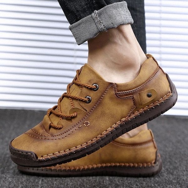 

men casual shoes shadow genuine leather luxury fashion shoes men handmade sewing lace up luxury italian style loafers shoes men #mu1b