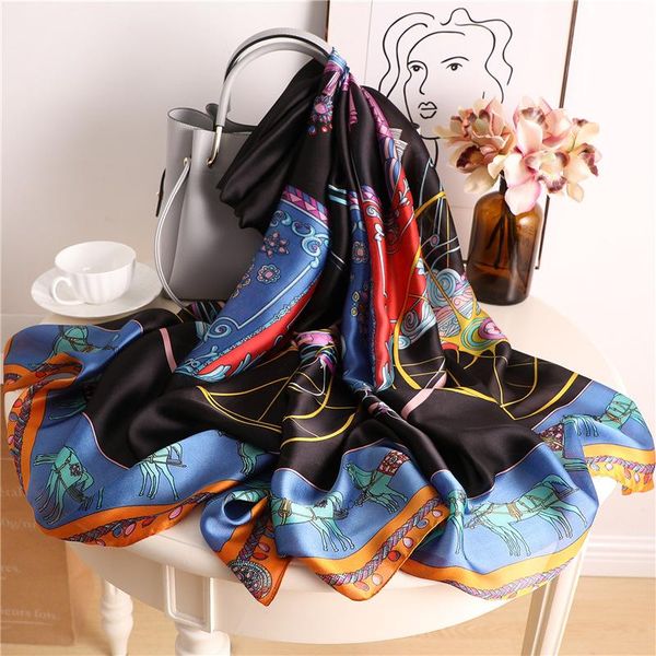 

luxury женщин шарфа высокого качества silk шарфа шали палантины бандана женский 180 * 90см, Blue;gray